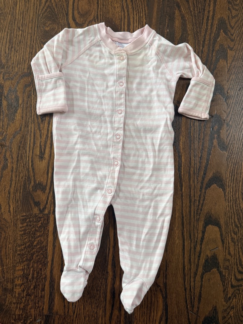 Baby Pink Striped Footed One-Piece